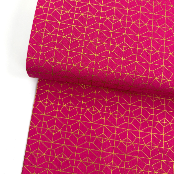 ST10203 Stoff Baumwolle, Webware, pink, Metalliceffekt, gold, Meterware